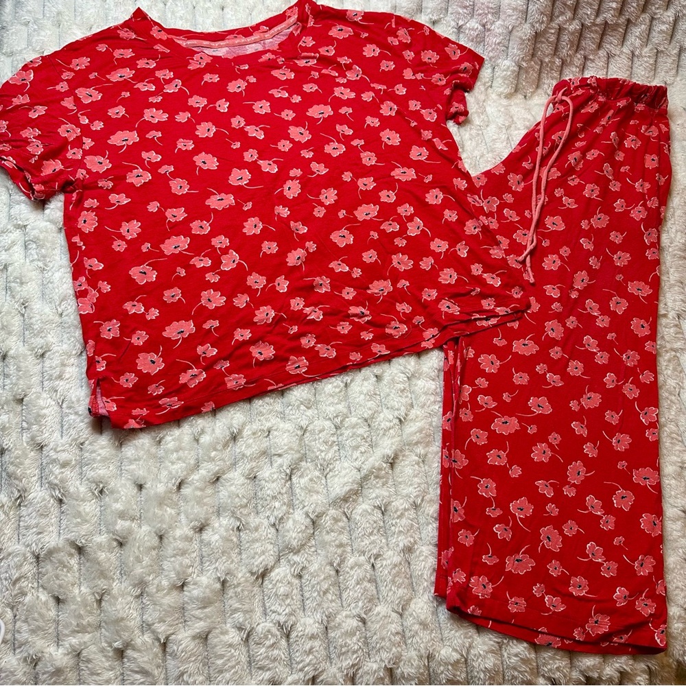 Joules Red Floral Women's Pajama Set